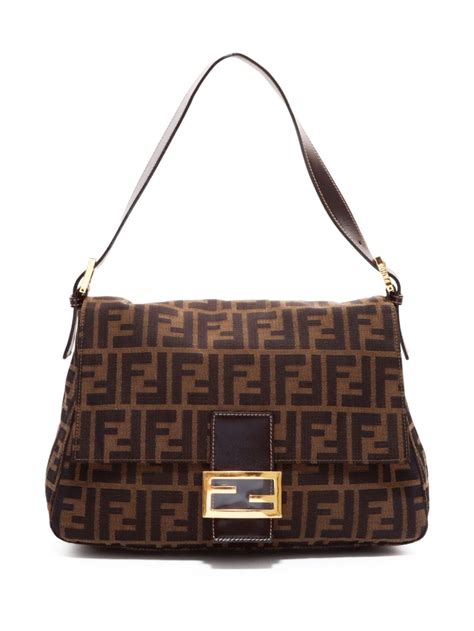 Fendi Mamma Baguette Canvas Shoulder Bag (Pre